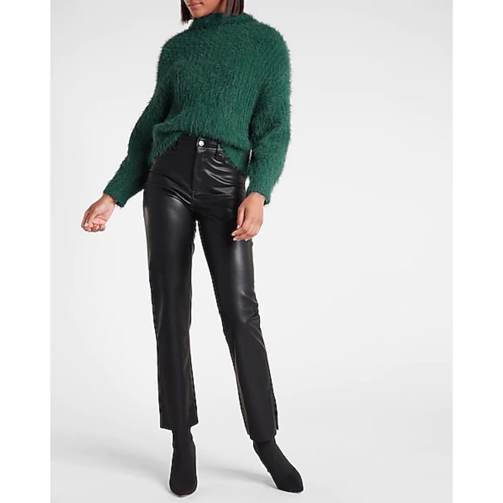 Express Fuzzy Chenille Mock Turtleneck Cozy Knit Textured Dolman Sleeve Sweater - Picture 5 of 12